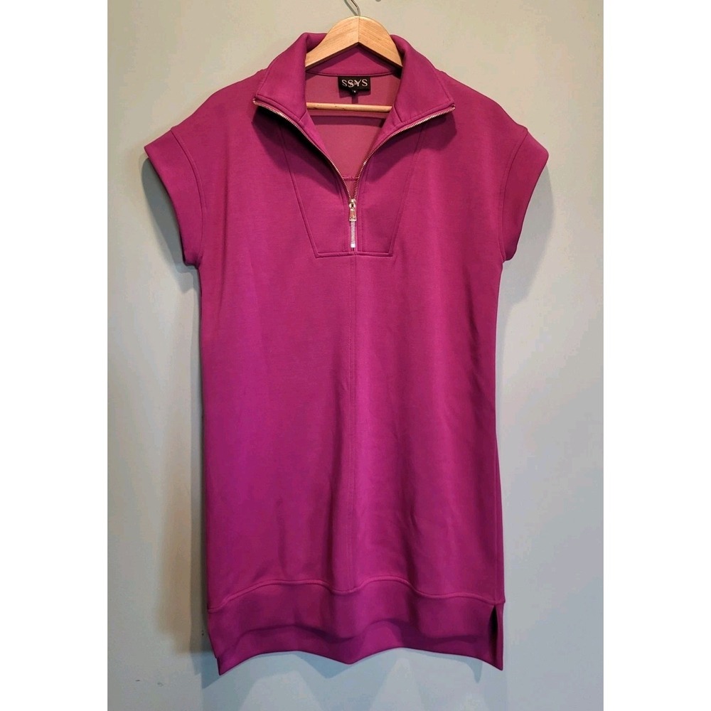 SSYS The Label The Taylor Air 3/4  Zip Dress Magenta Athleisure Sz S